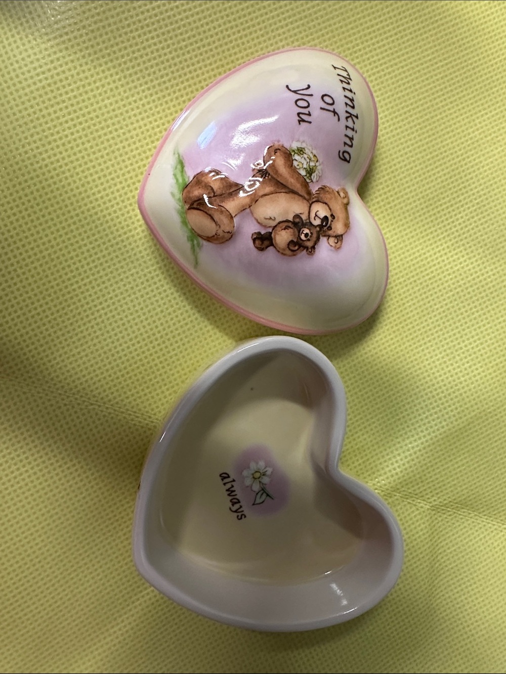 Heart-Shaped Ceramic Trinket Dish in Pink and Cream